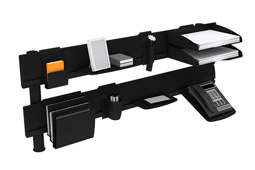 SpaceBeam I mit Accessoires in schwarz - doppelt übereinander
